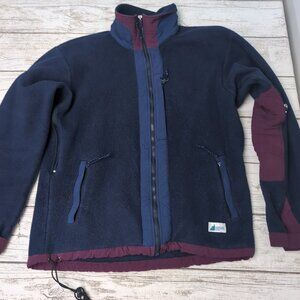 Vtg 90's MEC Mountain Equipment Coop Blue and Maroon Fleece Jacket Men Large